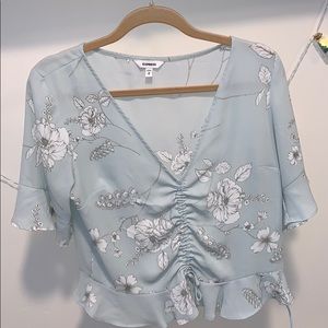 Express flutter sleeve and hem V neck blouse NWOT